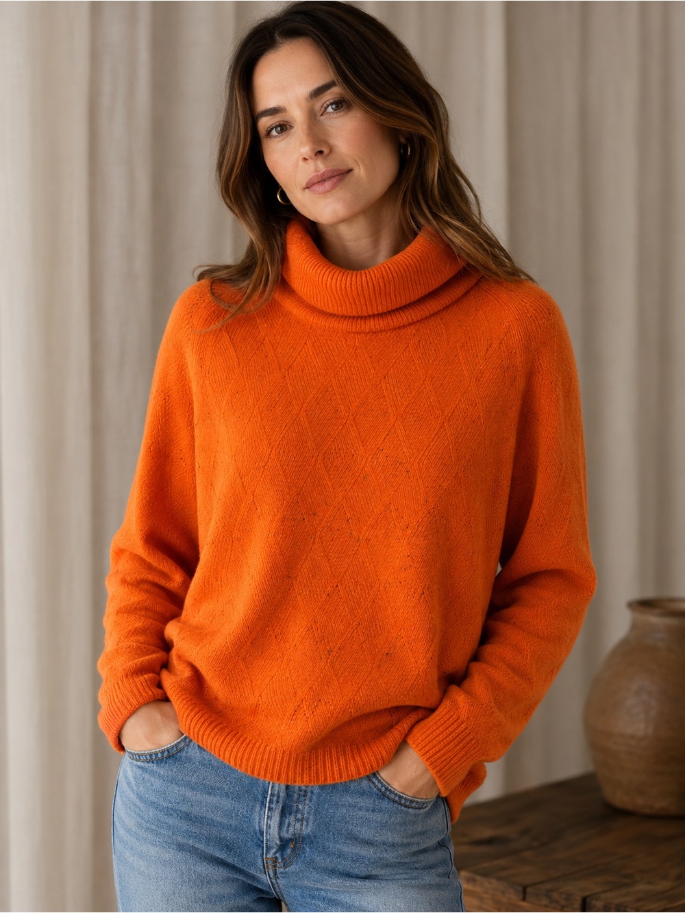 Talbots Bright Orange Turtleneck Sweater